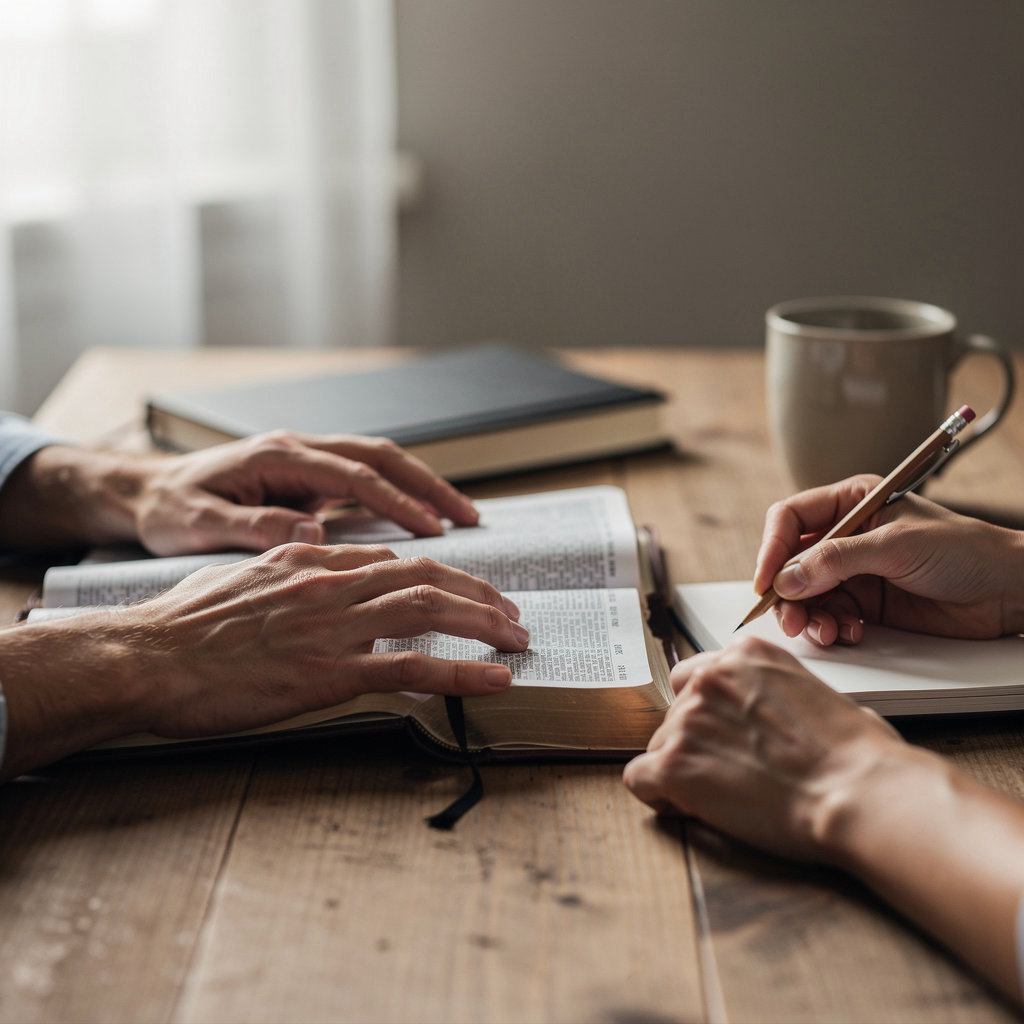 Church of Christ Bible study group in Santa Barbara discussing scripture for spiritual growth